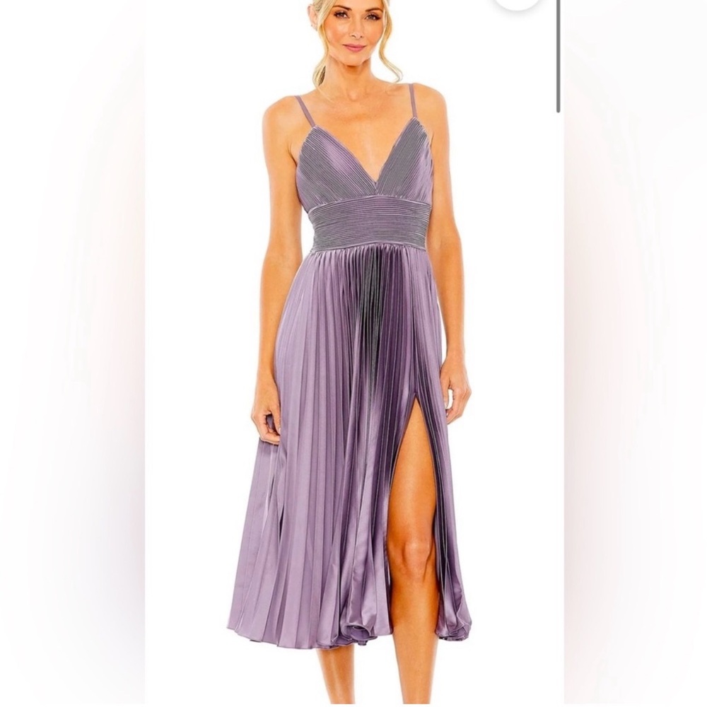 NWT Mac Duggal Purple Pleat Dress Mid Size 8